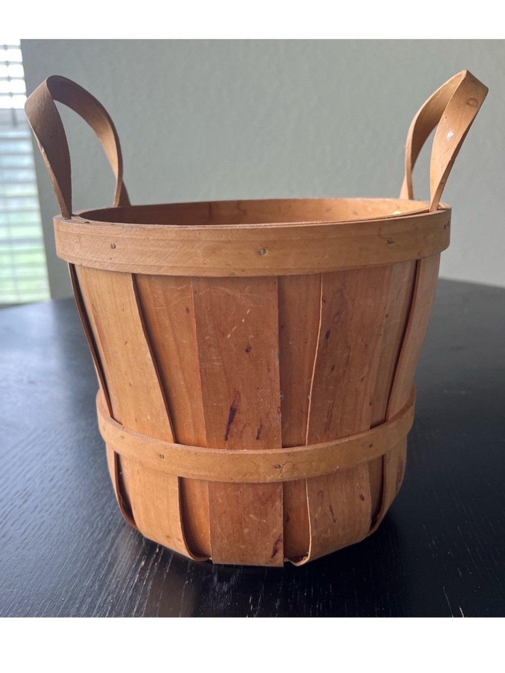 Rustic Light Brown Wooden Basket 8in x 8.5in